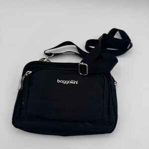 Baggallini Crossbody Bag Womens Black Nylon Small Travel Organizer Zipper Purse